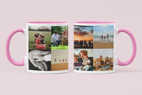 Personalised Colour Inside Handle Mug with Photo and Text | Customised Logo Design | Personalised Gift for Him or Her on Special Occasions Anniversary, Mothers Day, Fathers Day, and Birthday