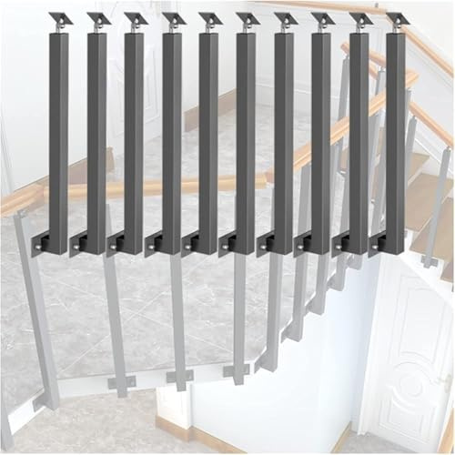 LQSYBHD Treppengeländer für Innenräume, Terrassen und Veranden 4,8,10er-Pack Metallspindeln Zur Seitlichen Montage Quadratische Treppengeländerpfosten mit Schraubensatz(Size:2.78ft/85cm,Color:10 Pack)