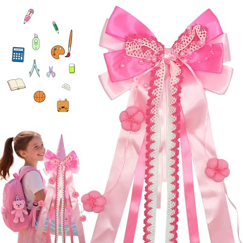 DONGZQAN Schultütenschleife Zuckertüten Schleife, 60×20cm Schultüte Schleife, Mädchen Dekoration Zuckertüten Schleife Hellviolett Bastelset Schultüte Schleife (Rosa)