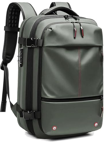 Genérico Mochila de viaje al vacío con bomba – Mochila de compresión de cabina con airbag, antirrobo e impermeable, ampliable hasta 60L para hombre y mujer,Green