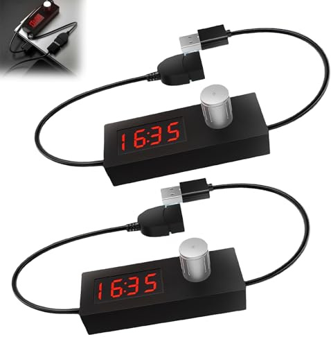 VEGOATY 2 Stück USB Timer Schaltkabel: Schwarz Countdown TimerSchaltkabel, 24h Einstellbarer AbschaltTimer Digital USB Timer, Zeitschaltuhr, für Handy, Lampen, Router und kleine USBGeräte