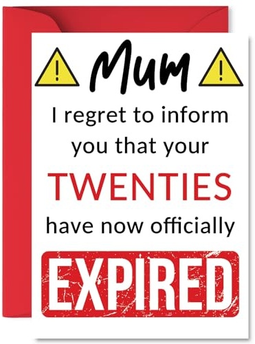 Funny 30th Birthday Cards for Mum, Your Twenties Have Expired | Happy Birthday Card for Mum Mummy Mom Mama from Son Daughter, A5 Banter Joke Humour Bday Greeting Cards Gift