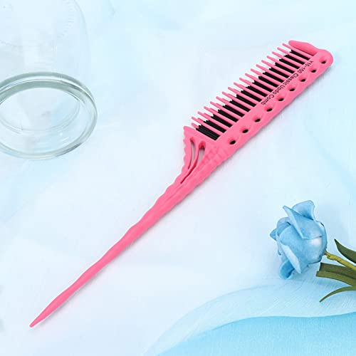 Zerodis Haarpflege-Styling-Stylingkamm mit 3 Reihen für Einfache Haarpflege und Perfektes Styling für Alle Haartypen. Leichter Toupierkamm (PINK)