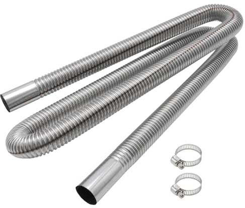 MospdyGear Tuyau d'échappement de 150 cm x 24 mm pour chauffage auxiliaire avec 2 colliers de serrage, convient pour les systèmes de chauffage et de ventilation