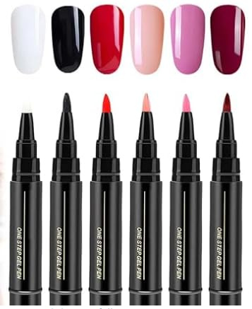 Nail Polish Pens UK 3 in 1 Gel Nail Varnish Pen Set - One Step DIY Nails, Easy Apply No UV Needed, Long-Lasting Gel Polish Markers, Painting Accessories for Women Girls (6Pc A)