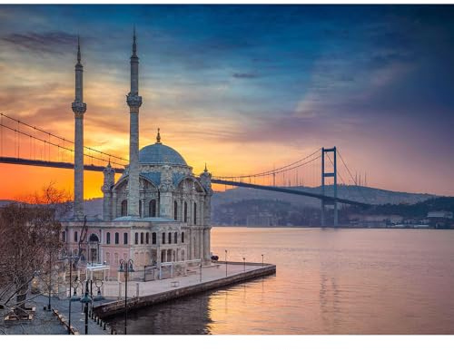 1000(26x38cm)-Piece Adult Puzzle, Ottoman Mosque/Bosporus Bridge Puzzle, Youth Challenge Game and Intellectual Toy