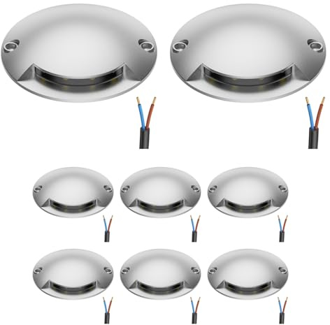 ledscom.de 8x LED Bodenleuchte, Wegmarkierung RUNDA für außen, IP67, aluminium, rund, 70mm Ø, warmweiß