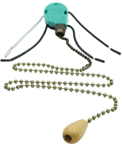 Qury Interruptor de cadena de luz de 3 velocidades, 4 cables, 250 V, 125 V, ventilador de techo, interruptor de lámpara adecuado para candelabros, ventiladores y candelabros de pared