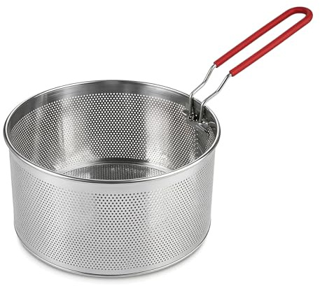 Varenzya Panier à Frire avec Poignée, Panier à Frites en Acier Inoxydable | Passoire à Pâtes, Paniers Friteuse, pour Cuisson des Nouilles, Frite, Égoutter (20 cm)