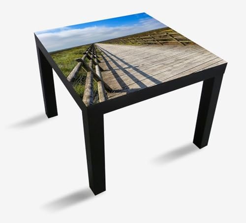 Wallario Möbelfolie selbstklebend/Aufkleber, Tischfolie geeignet für IKEA Lack Tisch - Möbeldeko Holzsteg durch Moorlandschaft in 55 x 55 cm