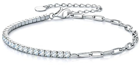 UNIQAL Germany | Moissanit Armband Damen 925 Sterlingsilber 1,21–4,95 g, 0,02–3,00 Karat, D Farbe VVS1, verstellbar, mit GRA Zertifikat, Diamantoptik