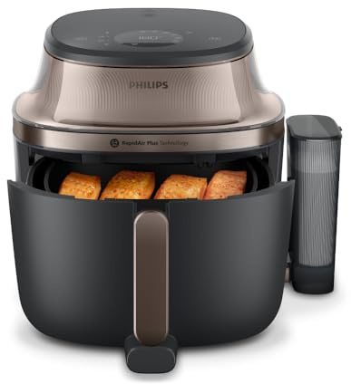 Philips Steam Airfryer Serie 5000 Friggitrice ad aria calda con funzione di cottura a vapore, Steam, Airfry, SteamFry, 7,2 L, finestra di visualizzazione, rivestimento ceramico privo di PFAS, pulizia