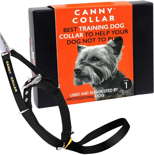 Canny Collar Hundehalfter – Anti-Zug Kopfgeschirr für Hunde | Stoppt Ziehen an der Leine sanft & effektiv | Trainingshilfe für entspannte Spaziergänge – Größe 1, Schwarz