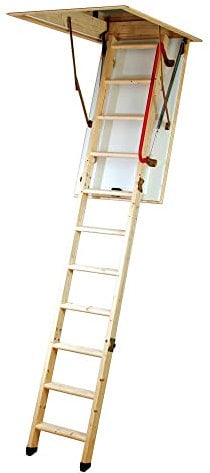 YOUNGMAN 345350 Eco S Line-3 Section Timber Folding Loft Ladder 114 x 55.8 x 28.2 cm