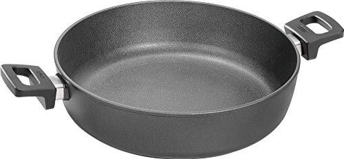 Woll Nowo Titanium Kasserolle, Ø 32 cm, 8 cm hoch, 5.5 Liter, mit 2 Seitengriffen - Geeignet für Ceran, Gas, Elektro, Halogen - nicht induktionsgeeignet, Aluminiumguss, backofenfest, anthrazit