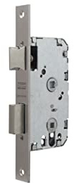 Tesa Maniglia con serratura in nichel per porte in legno, 2014, quadrata, reversibile, con serratura inclusa, interasse 47 mm, ingresso 50 mm, noce da 8 mm, dado di condanna da 6 mm