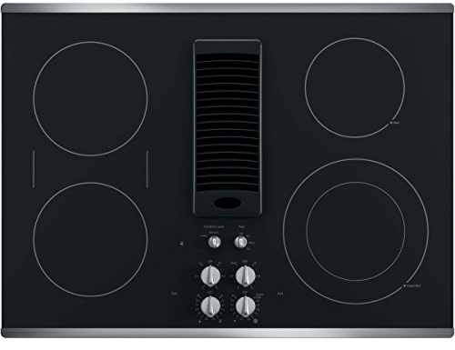 GE Profile Series 30 Downdraft Electric Cooktop Black Glass with Stainless Steel Trim PP9830SJSS