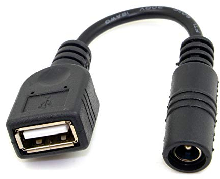 cablecc Câble adaptateur de charge USB femelle 5 V vers prise jack 5,5 2,1 mm pour téléphone portable et tablette