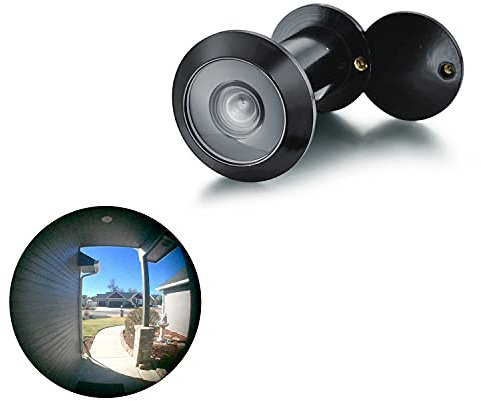 TOGU TG2614YG-MBC Solid Brass UL Listed 220-degree Door Viewer with Heavy Duty Privacy Cover for 1-3/8 to 2-1/6 Doors, Matt Black Finish