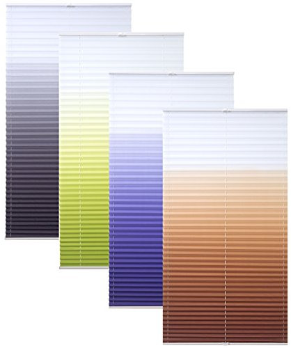 Garduna Flow Plissee # grau 60cm # - mit Farbverlauf - verspannt - Smartfix - Klemmfix - ohne Bohren - viele Größen - Sichtschutz - lichtdurchlässig