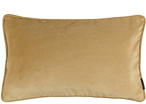 McAlister Textiles Matter Samt | Kissenbezug für Sofakissen in Ockergelb | 60 x 40cm | erhältlich in 25 Farben | griffester Samt edel paspeliert | Kissenhülle für Samtkissen