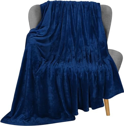 Utopia Bedding Fleece Throw Blanket, Soft, Cosy 300 GSM Fluffy Blankets and Throws For Sofas, Bed, Couches [Navy, 152x127 cm]