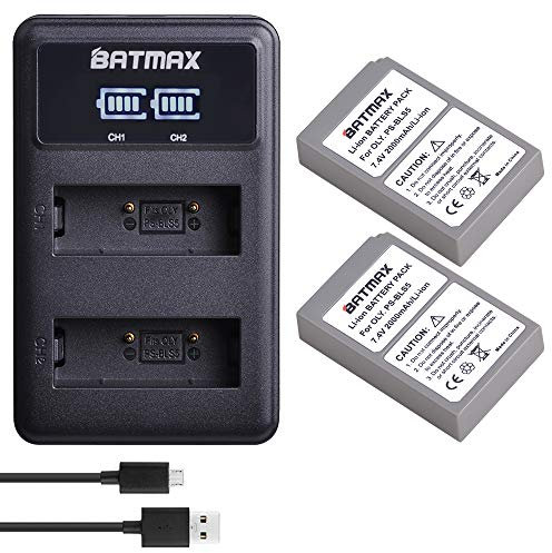 Batmax 2000mAh 2Pcs BLS-5 BLS-50 PS-BLS5 Battery + LED Dual USB Charger for Olympus BLS-5 E-PL2,E-PL5,E-PL6,E-PL7,E-PL8, E-PL9, E-PL10,E-PM2,OM-D E-M10,E-M10 Mark II,III,E-M10 IV,Stylus1 Cameras