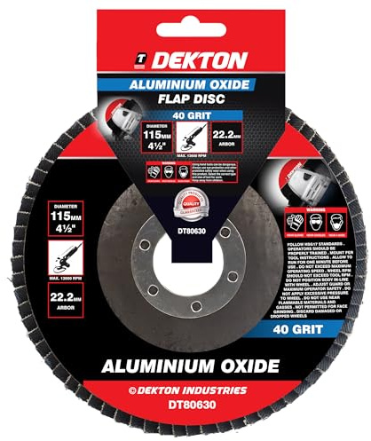 Dekton 115mm Aluminium Oxide Flap Disc 40 Grit-Achieve Smooth, Quality Finishes|Diameter 115mm|22.2mm Arbor|Max.13600 Rpm|Made With Aluminium Oxide| Ideal For Aggressive Material Removal Blending