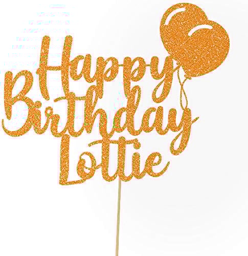 Personalised Happy Birthday Glitter Cake Topper Balloons - Copper Orange Any Name Glitter Cake Decoration and Sprinkles - Happy Birthday Decorations - Personalised Toppers for Cakes by Cakeshop