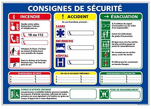 Consignes de Sécurité - Adhésif - 210 x 300 mm - Panneau d'affichage Consignes Sécurité Autocollant - Protection Anti-UV