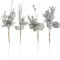 com-four® 4X Deko-Gesteck, dekorative Zweige als tolle Weihnachtsdekoration, schöner Raumschmuck, verschönert Geschenke auch für Kränze und Blumenarrangements DIY (silberfarben - mittel)