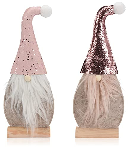 com-four® 2X Weihnachtsdeko Weihnachtsmann Figur aus Filz - Fensterbrett Dekoration zu Weihnachten - Winterdeko - Weihnachtsfigur - Filzdeko [Auswahl variiert] (02 Stück Weihnachtsmann 29cm rosa)