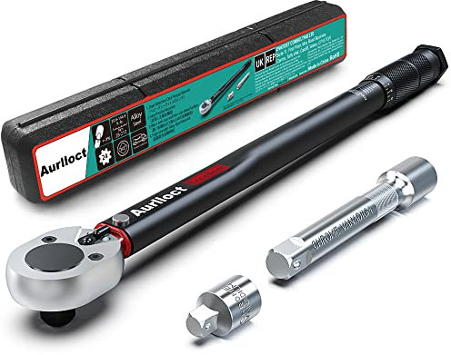Aurlloct 1/2 Inch Drive Click Torque Wrench 28-210 Nm Black