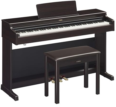 Yamaha Arius Series 88-Key Digital Piano, Weighted Graded Hammer 3 Action (GH3), CFX Concert Grand Piano Sound, Includes Bench, Dark Rosewood YDP165R