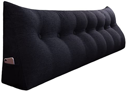 Johnear Cuscino per lettura, grande cuscino da lettura, con schienale triangolare, con cunei, per letto, divano, (Grigio scuro, 200 cm)