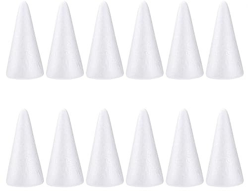 30 Stücke Kegelform Bastel Styropor Form Styropor Styroporkegel Schaum Modellierung Styroporkugeln Dekofigur Weihnachtsdeko DIY Basteln Handwerk Kunst 15cm