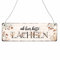 Interluxe Schild Holzschild - Ab hier bitte lächeln - Herbstzauber 22 Dekoschild Türschild mit Spruch Blumen Landhaus