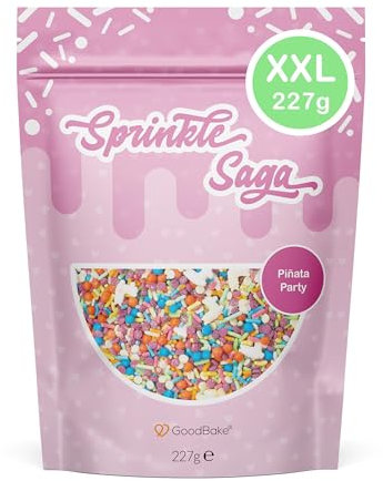 GoodBake Streuselmischung Pinata Party (227g)- bunter Streusel-Mix mit Alpakas - essbare Zuckerstreusel zum Dekorieren & Verzieren - Sprinkle Saga