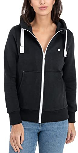 Deproc Active Damen Sweatjacke Mit Kapuzenjacke Zip Fleecejacke Windbreaker Hoodie Reißverschluss Finjacmyk Kapuzenpullover, Schwarz, 44 EU