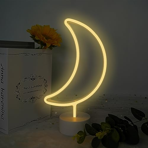 Lampada luna, Lampada Led Effetto Neon - Insegna al neon LED alimentata a batteria o USB - Insegne luminose per camera da letto per Natale, feste, bar