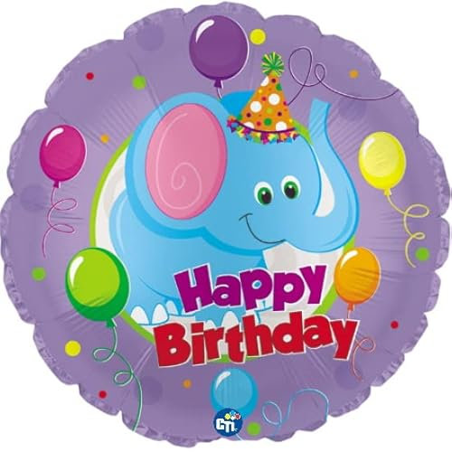 Folienballon Happy Birthday Elefant Party 43 cm Geburtstag Party Ballon Dekoration – geeignet für Luft oder Helium