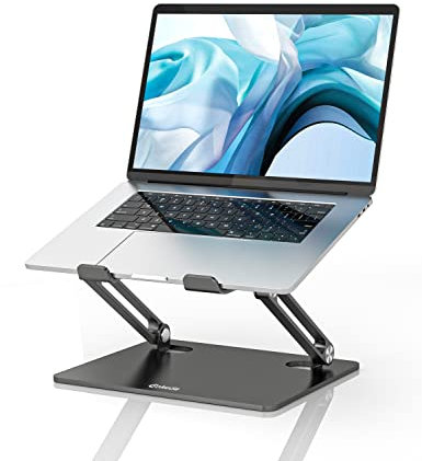 GOKEDA Laptop Stand, Ergonomic Metallic Adjustable Laptop Riser, Portable Computer Stand for Desk Compatible for MacBook Pro/Air, Lenovo, Samsung, Acer, And Laptops & Tablets Up To 15 Inches