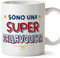 Mugffins Tazza in ceramica per PALLAVOLISTA donna 11 oz / 350 ml - In italiano - Sono Super - Idea regalo per compleanno, anniversario, natale, laurea