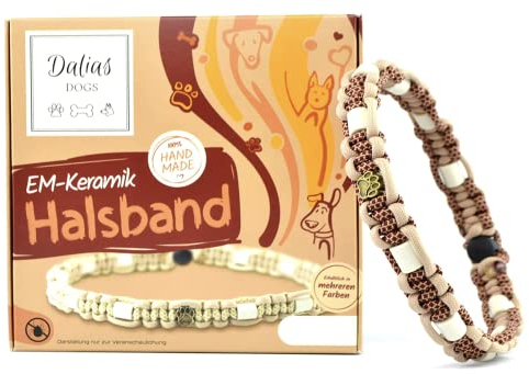 EM-Keramik-Halsband für Hunde & Katzen - Maßanfertigung EM-Band Original US-Paracord (41-50 cm, Bordeauxrot)