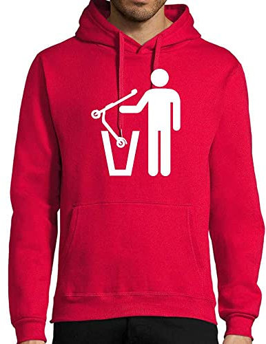 shirt84 E-Roller Poubelle à capuche pour homme, rouge, S