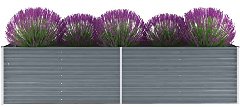 BULANED Garten-Hochbeet, Pflanzkübel, Kräuterbeet, Hochbeete-kit, Schneckenzaun, Pflanztrog, Pflanzgefäße, Pflanzfolie Für Hochbeet,Teichbecken, Verzinkter Stahl 320x80x77 cm Grau
