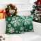 Chicamy Kissenbezug 40x40 Grün Weihnachten Kissenbezug Samt Kissenhülle Weihnachtsmotiv Schneeflocke Weihnachtsdeko Kissen Kissenbezüge für Sofa Auto Wohnzimmer Winter Zuhause Dekoration, 2er Set