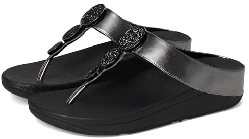 Fitflop Halo Bead-Circle Silberne Sandalen | Synthetik, Strass, Ornament, Slip-On