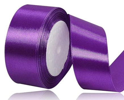 Nastro di Raso Viola 40mm, 22Metri Viola Nastro in Tessuto Nastro Satinato per Confezioni Regalo, Bomboniere, Artigianato, Fiocchi per Capelli, Bouquet da Sposa
