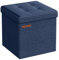 SONGMICS Storage Ottoman, Foldable Small Ottoman Foot Rest, 30 x 30 cm Foot Stool, Ottoman with Storage, Load up to 130 kg, for Living Room, Bedroom, Dorm, Midnight Blue LSF028Q52